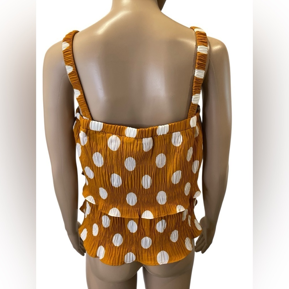 English Factory Polka Dot Ruffle Top - Orange and White size S - Picture 4 of 4